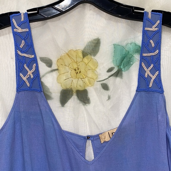 LAZUL BABY BLUE ROMBER DRAWSTRING WAIST V- NECK SZ 1 - Picture 4 of 10